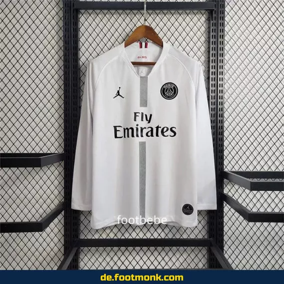 PSG Jordan Vintage Trikot 2018/2019 – Langarm Herren (Weiß) | Authentisches Retro Fußballtrikot | Nike Vereinstrikot