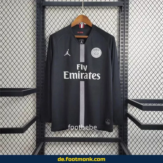 PSG Jordan Vintage Trikot 2018/2019 – Langarm Herren (Schwarz) | Retro Fußballtrikot | Authentisches Nike Fussballtrikot