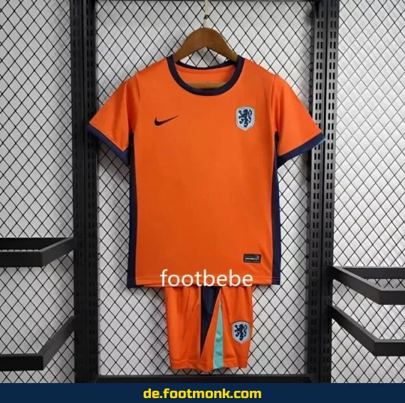 Deutschland Heim-Kinder-Fußballtrikot 2024 Orange – Maillot Pays Bas Enfant