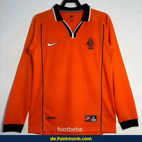 Vintage Niederlande Fußballtrikot 1998 Heim Herren Langarm – Retro Fussballtrikot Authentisch