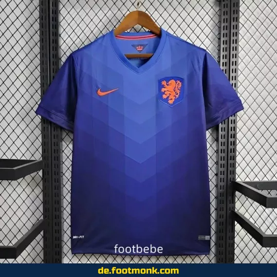 Vintage Niederlande Auswärtstrikot 2014 blau – Retro Fußballtrikot Herren/Damen/Kinder – Authentisches Fussballtrikot
