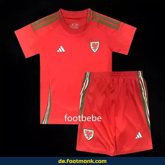 Wales Heimtrikot Kinder 2024 rot – Günstige Fußballtrikots online kaufen | Authentisches Kinder Fußballtrikot