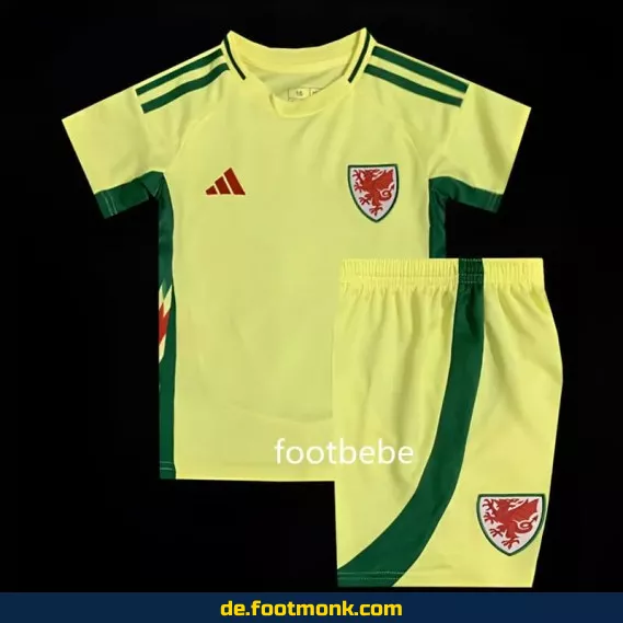 Wales Kinder Fußballtrikot 2024 Auswärts gelb – Günstige Fussballtrikots online kaufen