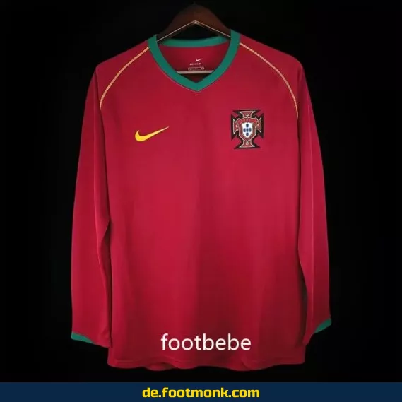 Portugal Vintage 2006 Heim Fußballtrikot Langarm