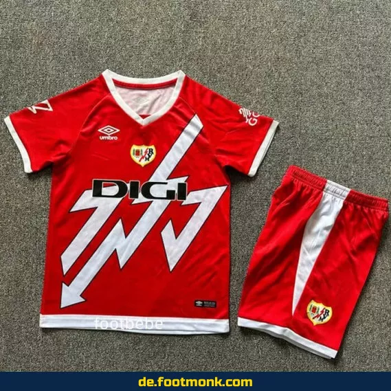 Rayo Vallecano Kinder Fußballtrikot 2024/2025 – Rot | Günstige Fussballtrikots für Kinder | Authentisches Vereinstrikot