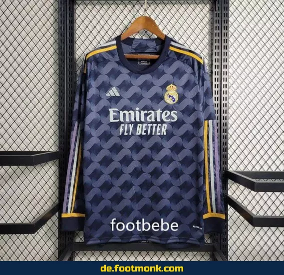Real Madrid Auswärtstrikot 2023/2024 Langarm – Authentisches Fußballtrikot Herren/Damen/Kinder | Nike Vereinstrikot | Personalisierbar mit Nummer & Name