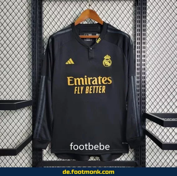 Real Madrid Langarm Trikot 2023/2024 Schwarz – Authentisches Fußballtrikot Herren | Nike/Adidas | Personalisierbar mit Nummer & Name | Günstig online kaufen