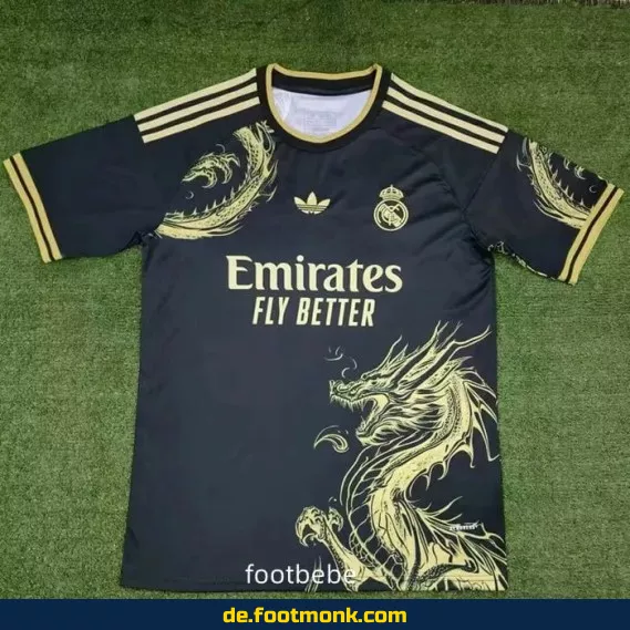 Real Madrid Trikot 2024/2025 – Gelb/Schwarzer Drache – Herren/Damen/Kinder – Authentisches Fußballtrikot – Nike/Adidas – Personalisierbar mit Nummer & Name – Jetzt günstig kaufen