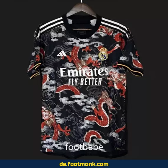 Real Madrid Dragon Noir Trikot 2024/2025 – Authentisches Fußballtrikot Herren/Damen/Kinder | Nike/Adidas Vereinstrikot | Personalisierbar mit Nummer & Name
