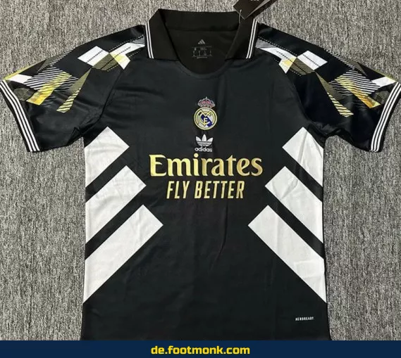 Real Madrid Retro Trikot 2025/2026 Schwarz – Authentisches Fußballtrikot Herren/Damen/Kinder | Nike/Adidas Vereinstrikot | Personalisierbar mit Nummer & Name