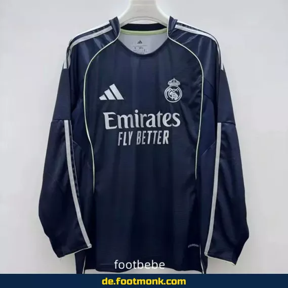 Real Madrid Auswärtstrikot 2025/2026 – Langarm Herren Fußballtrikot | Günstig Kaufen | Authentisches Vereinstrikot | Nike/Adidas