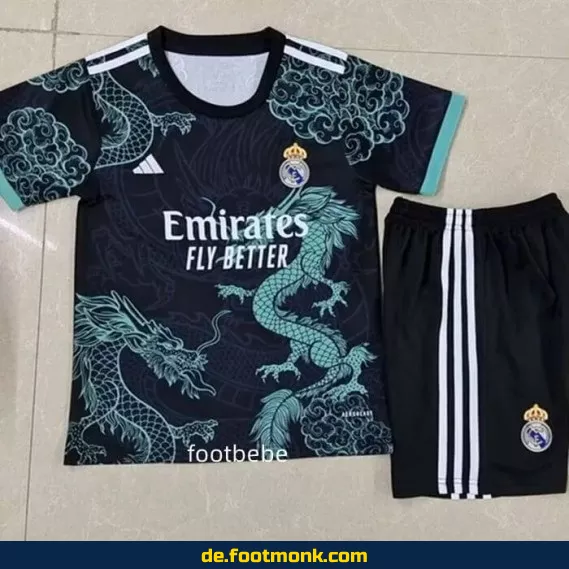Real Madrid Kinder Fußballtrikot 2025/2026 Dragon – Offizielles Nike Trikot, Schwarz – Günstige Fussballtrikots für Jungen & Mädchen