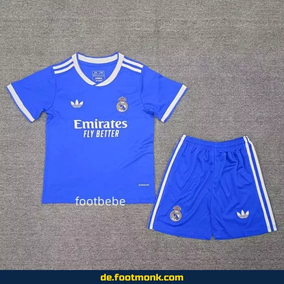 Real Madrid Kinder Trikot 2025/2026 Drittauswärts blau – Günstige Fußballtrikots online kaufen | Authentisches Vereinstrikot für Kinder | Nike/Adidas