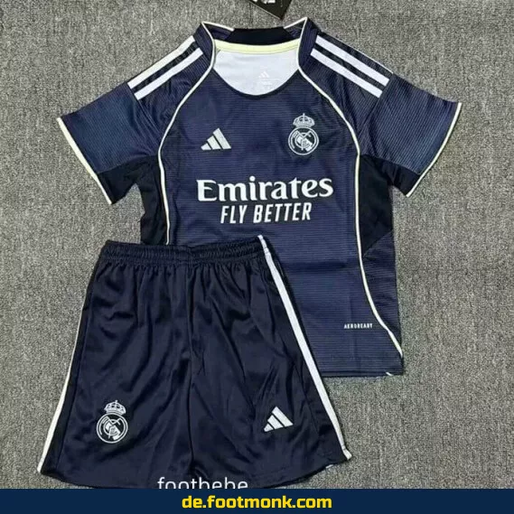 Real Madrid Auswärtstrikot Kinder 2025/2026 – Günstige Fußballtrikots online kaufen | Authentisches Vereinstrikot | Personalisierbar