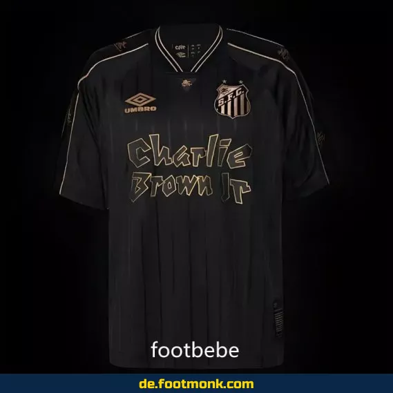 Authentisches Santos Charlie Brown Jr. Fußballtrikot 2024/2025 – Herren/Damen/Kinder – Schwarz – Günstig online kaufen | Personalisierbar mit Nummer & Name