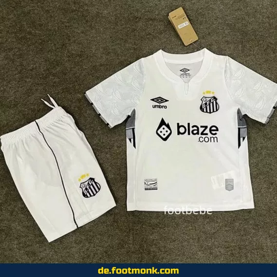 FC Santos Kinder-Trikot 2025 Weiß mit Sponsoring – Günstige Fußballtrikots für Kinder