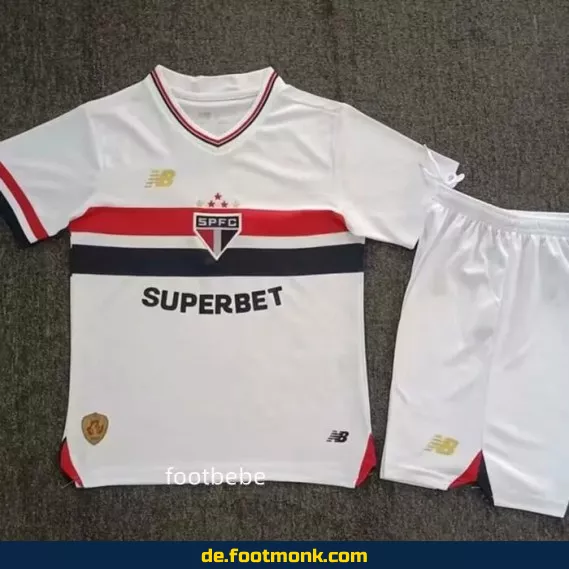 Fußballtrikot São Paulo Kinder 2025/2026 Heim weiß – Günstige Kinder-Fußballtrikots online kaufen