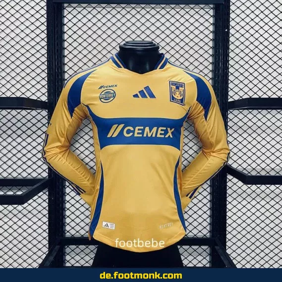 Authentisches Tigres UANL Heimtrikot 2024/2025 Langarm – Fußballtrikot Herren/Damen/Kinder