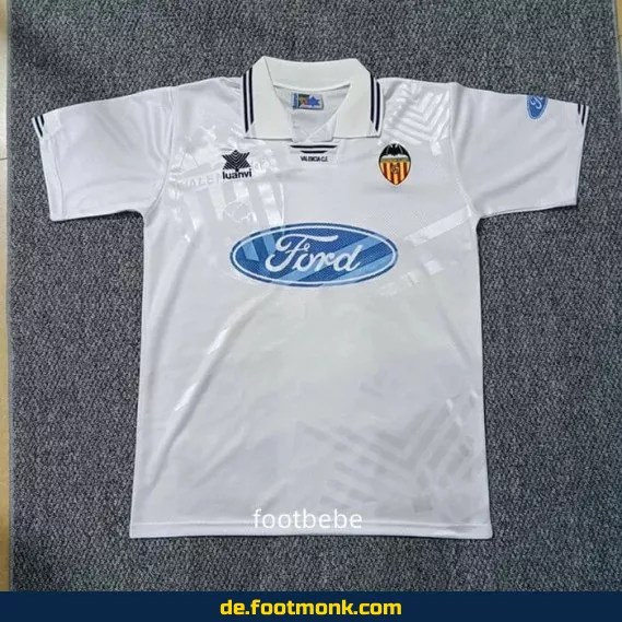 Valencia Vintage Trikot 1995/96 – Retro Fußballtrikot Herren/Damen (Weiß) – Authentisches Vereinstrikot