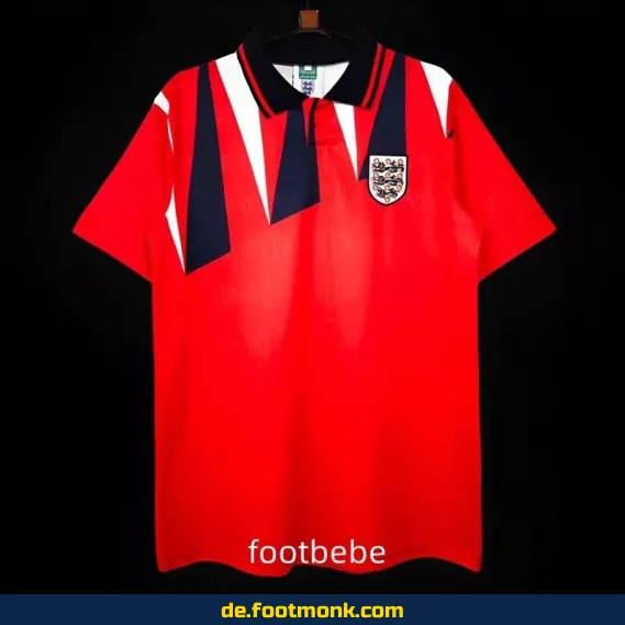 Vintage England Fußballtrikot 1992 Auswärts Rot – Retro Fussballtrikot Herren/Damen