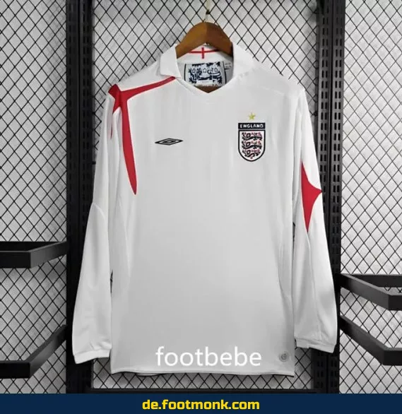 Vintage England Heimtrikot 2006 Langarm – Retro Fußballtrikot Herren