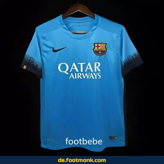 Vintage FC Barcelona Trikot 2015/2016 – Drittes Trikot Blau – Retro Fußballtrikot Herren/Damen/Kinder – Authentisches Vereinstrikot