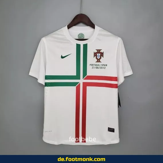 Portugal Vintage Fußballtrikot 2012 Auswärts weiß – Retro Herren Damen Kinder – Authentisches Fussballtrikot