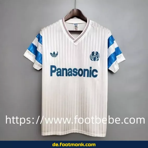 Vintage Olympique Marseille Heimtrikot 1990/1991 – Retro Fußballtrikot Herren/Damen – Authentisches Vereinstrikot
