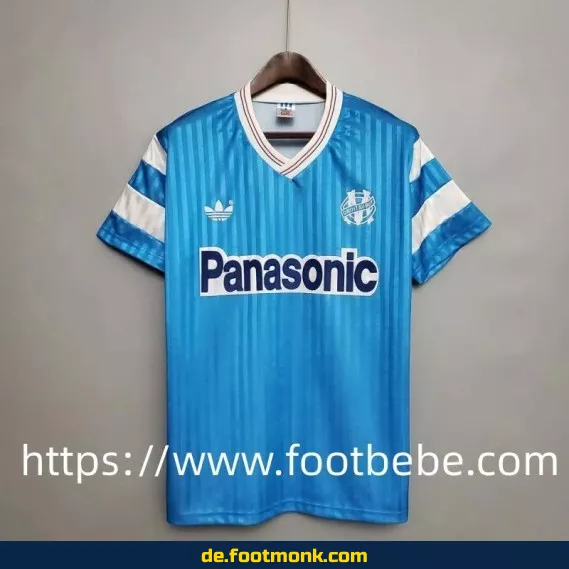 Vintage Olympique Marseille Auswärtstrikot 1990-1991 – Retro Fußballtrikot Herren/Damen – Authentisches Vereinstrikot