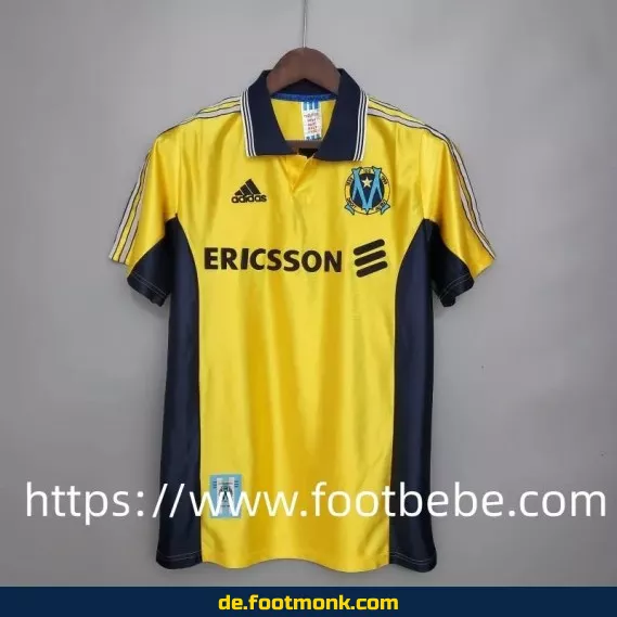 Vintage Olympique Marseille Fußballtrikot 1998-1999 – Gelbes Auswärtstrikot | Retro Fussballtrikot | Authentisches Vereinstrikot | Herren & Damen