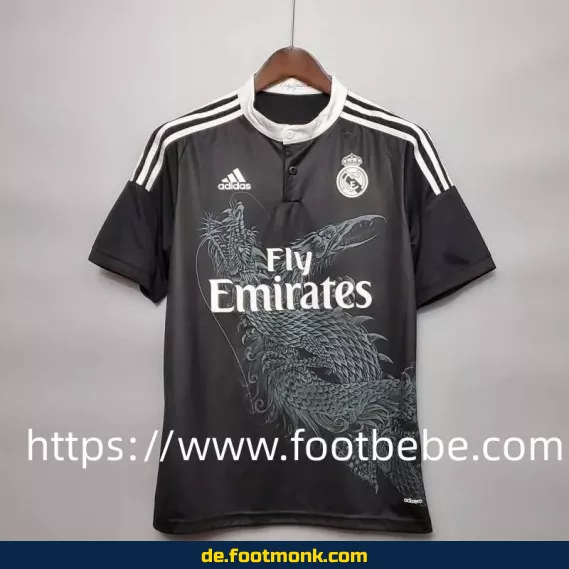 Vintage Real Madrid Fußballtrikot 2014/2015 – Drittes Trikot in Schwarz | Retro Fussballtrikot Herren/Damen | Authentisches Vereinstrikot | Nike/Adidas