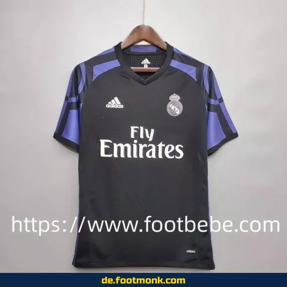Vintage Real Madrid Fußballtrikot 2015/2016 – Drittes Trikot in Schwarz | Retro Herren Damen Kinder | Authentisches Vereinstrikot Nike/Adidas | Fussballtrikots günstig kaufen