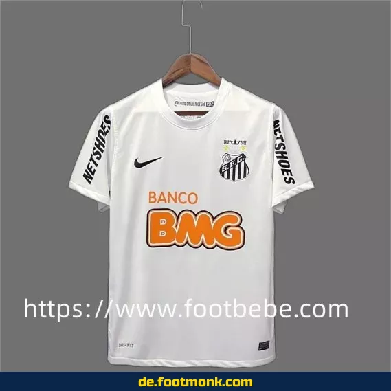 Vintage Santos Fußballtrikot 2011/2012 Heim Weiß – Originales Retro Trikot, Fußballtrikot kaufen günstig, Fantrikot Deutschland, personalisiert, Vereins- und Sammlertrikot