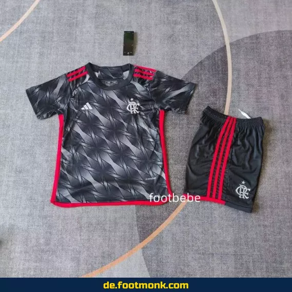 Flamengo Kinder Fußballtrikot 2024/2025 Drittes Trikot mit Sponsoring – Günstige Fussballtrikots für Kinder