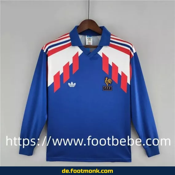 Vintage Frankreich Fußballtrikot 1988-1990 Heim Herren Langarm – Retro Trikot Deutschland