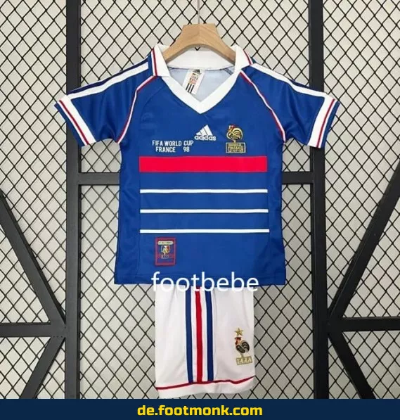 Vintage Frankreich Kinder Fußballtrikot Heim 1998 WM – Retro Fussballtrikots für Kinder, günstige Fußballtrikots online kaufen