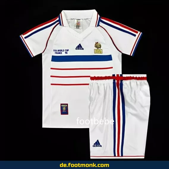Vintage Frankreich Fußballtrikot Kinder – WM 1998 Auswärts – Retro Fussballtrikot günstig kaufen