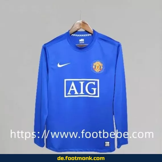 Manchester United Vintage Fußballtrikot 2007/2008 Langarm Auswärts Trikot