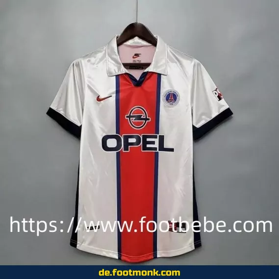Vintage PSG Auswärtstrikot 1998/1999 – Weiß/Rot – Retro Fußballtrikot Herren/Damen – Authentisches Vereinstrikot – Nike/Adidas