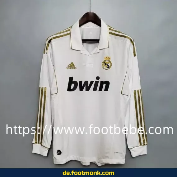 Authentisches Vintage Real Madrid Heimtrikot 2011/2012 mit langen Ärmeln – Retro Fußballtrikot Herren