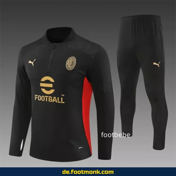 AC Milan Trainingsanzug 2024/2025 – Halbzip Damen/Herren in Schwarz | Offiziell lizenziert | Fußballtrikot Shop