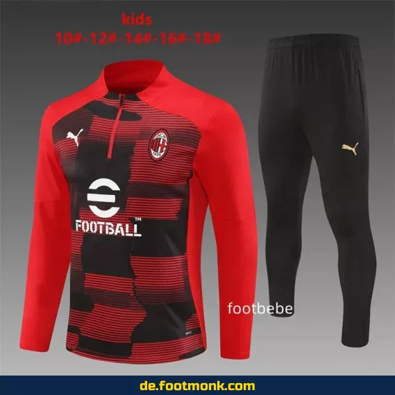 AC Milan Kinder Trainingsanzug 2024/2025 – Halbzip Rot | Günstige Fußballtrikots & Vereinstrikots