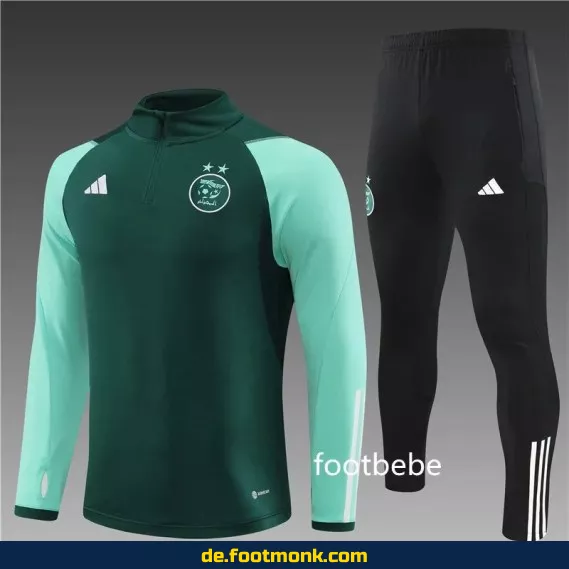 Algerien Trainingsanzug 2023/2024 – Grünes Fußballtrikot mit Halbzip, Herren/Damen/Kinder – Authentisches Vereinstrikot
