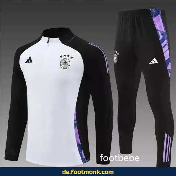 Deutschland Trainingsanzug 2024/2025 – Weißes Halbzip-Fußballtrikot Set (Herren/Damen/Kinder) – Authentisches Bundesliga & EM Trikot – Günstig online kaufen