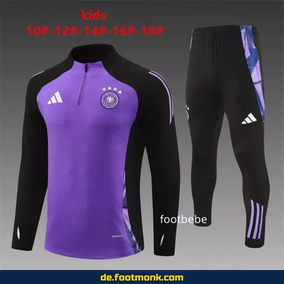 Deutschland Kinder Trainingsanzug 2024/2025 Halbzip Violet – Fußballtrikot Set Günstig