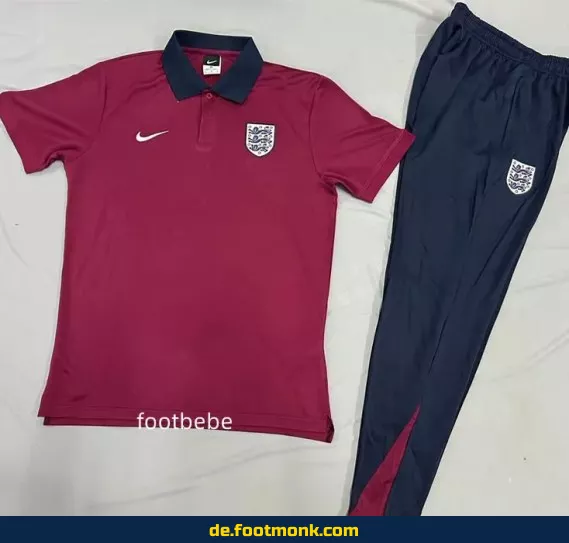 England Fußballtrikot 2025/2026 Herren - Roter Polo Trainingsanzug - Authentisches Vereinstrikot