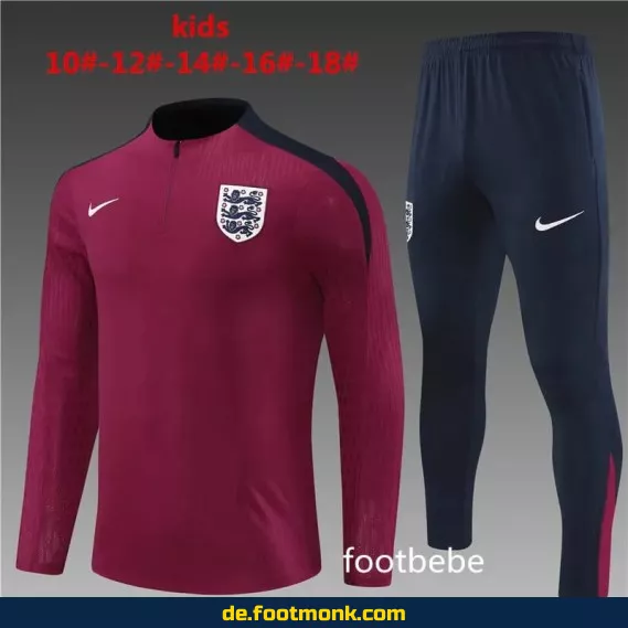 England Kinder Fußball Trainingsanzug 2024/2025 – Rot | Günstige Fußballtrikots Online Kaufen