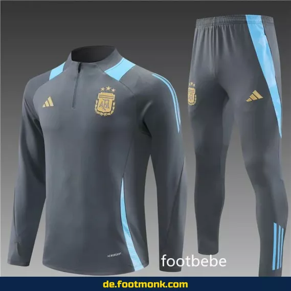 Argentinien Trainingsanzug 2024/2025 – Grau Dunkel mit Reißverschluss – Fußballtrikots Herren/Damen