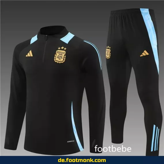 Argentinien Trainingsanzug 2024/2025 – Halbzip-Damen/Herren in Schwarz – Fußballtrikot Shop