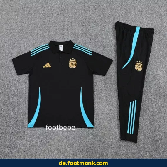 Argentinisches Fußball-Trikot 2025/2026 – Herren Trainingsanzug Polo Schwarz